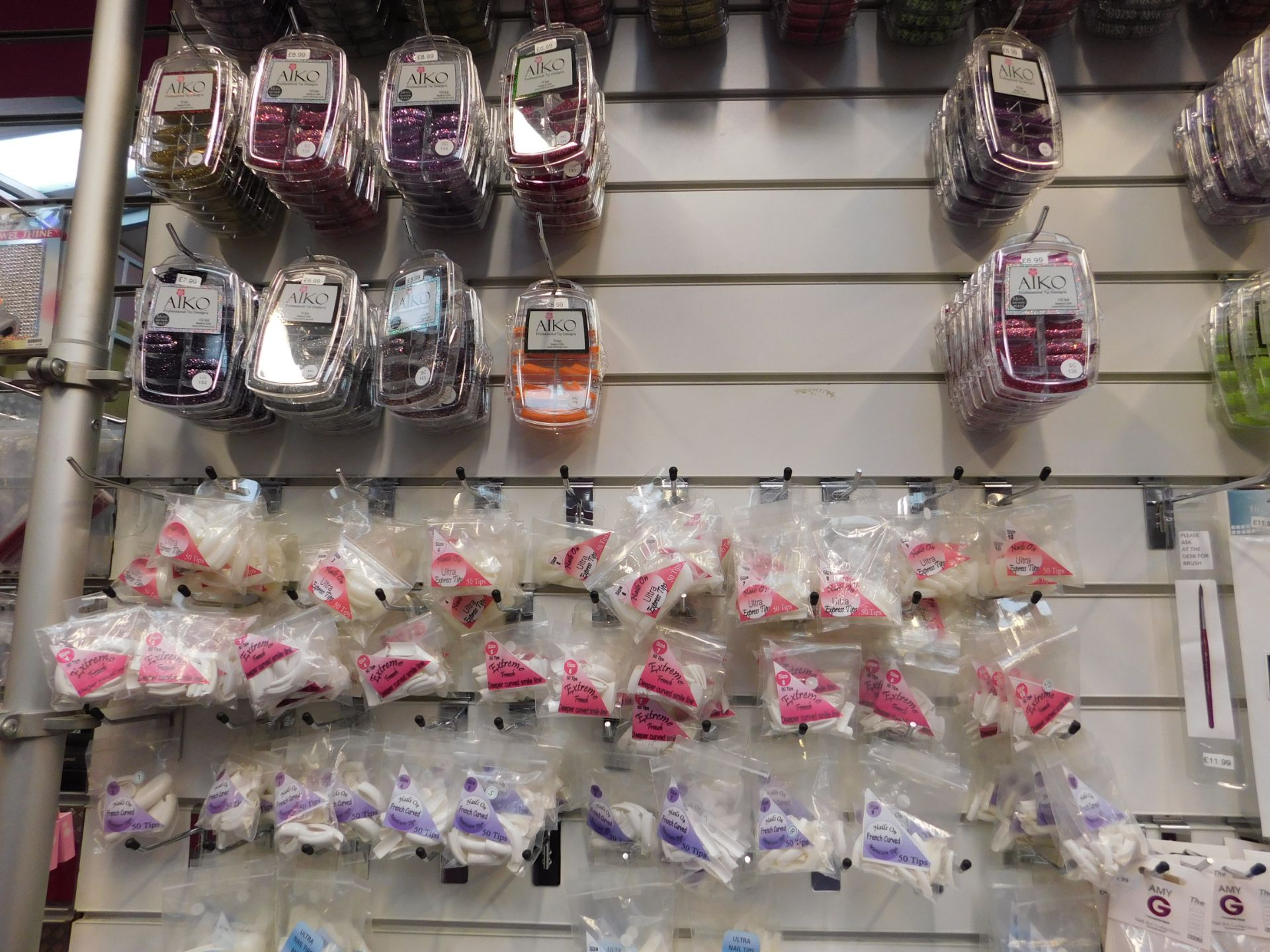 Assortment of nail polish, and nail tips, to wall display - Image 3 of 3