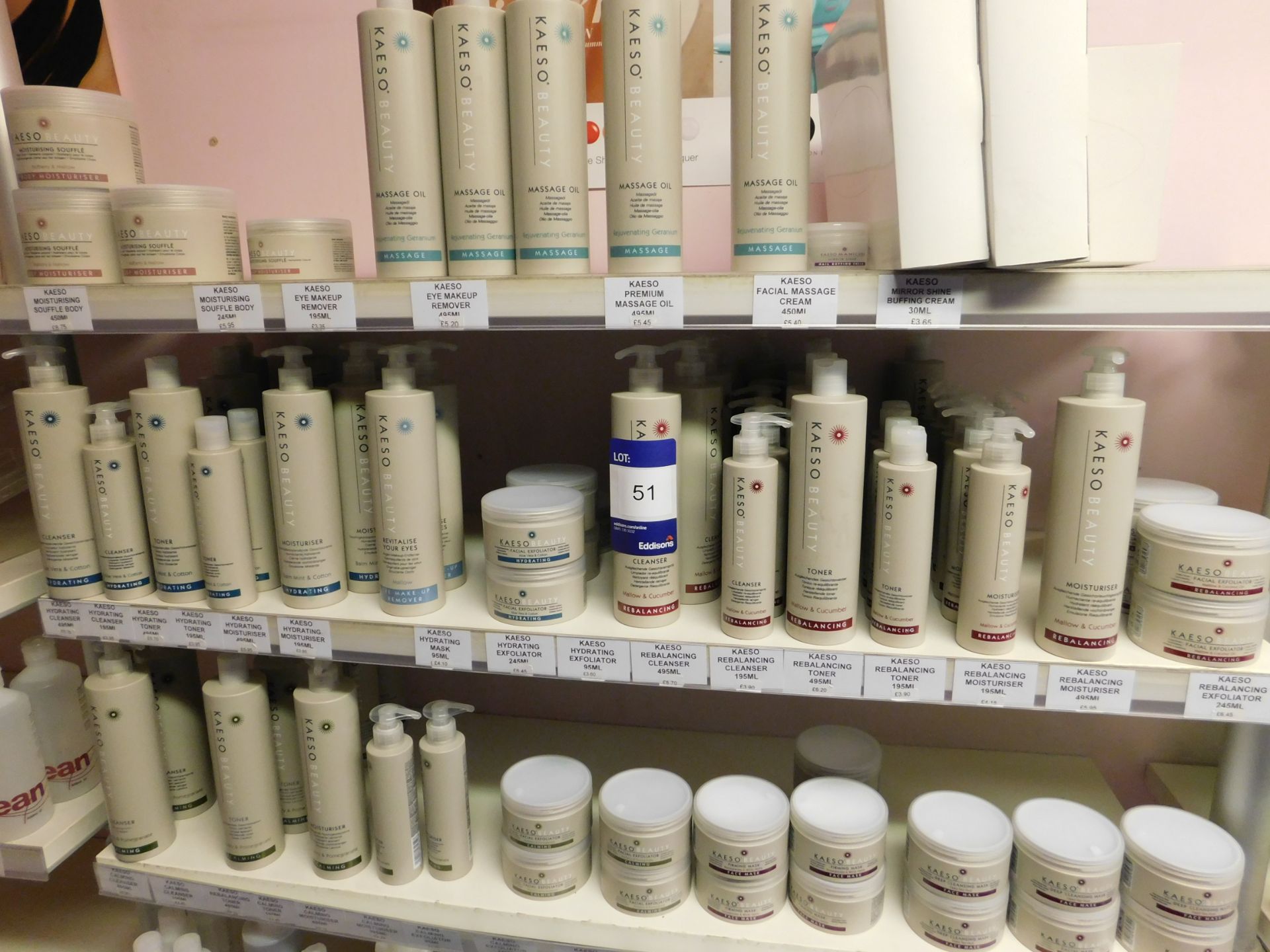 Assortment of beauty treatment products to shelving, including toner, hand treatment cream, - Image 2 of 4