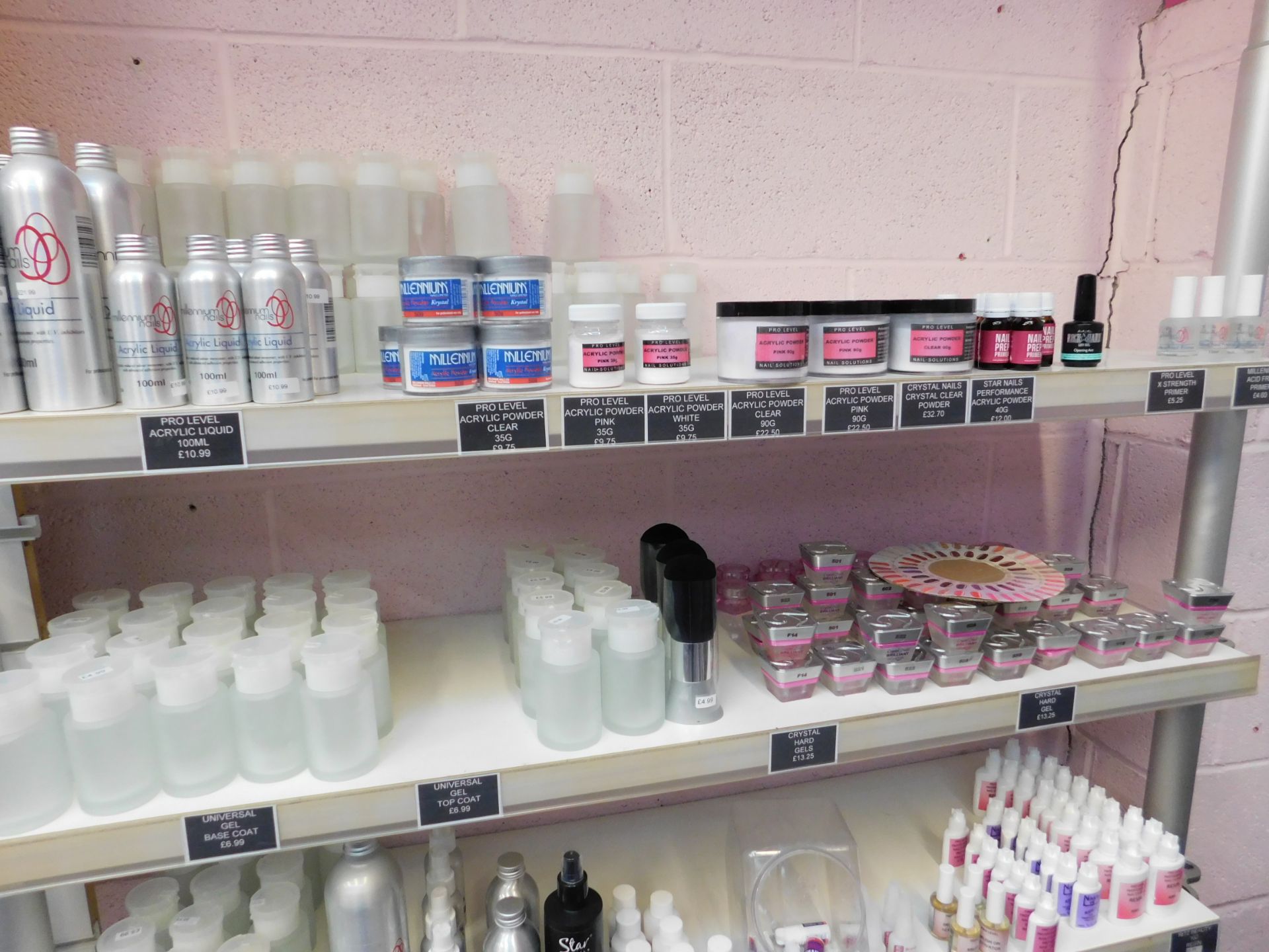 Contents to 3 x bays of shelving, to include assortment of nail treatment products - Image 2 of 8