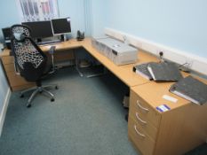 Oak Effect L Shaped Cantilever Desk with 2 x 3 Dra