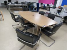 Meeting Table with 7 Leather Effect Chairs