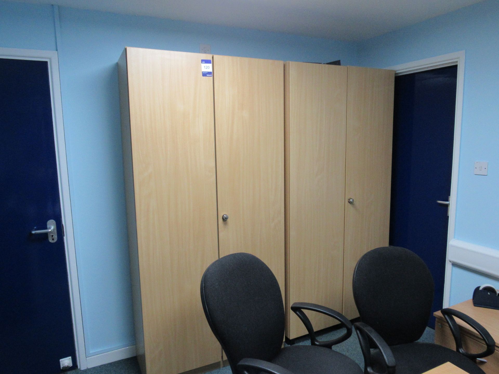 2 Beech Effect Tall Office Cabinets - Image 2 of 2