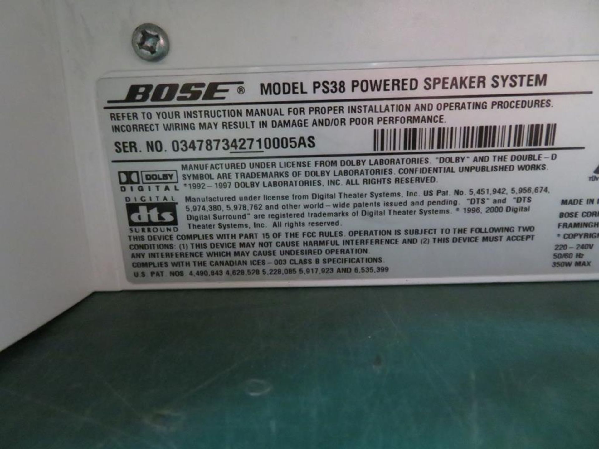 Bose Model PS38 Powered Speaker System - Image 3 of 3