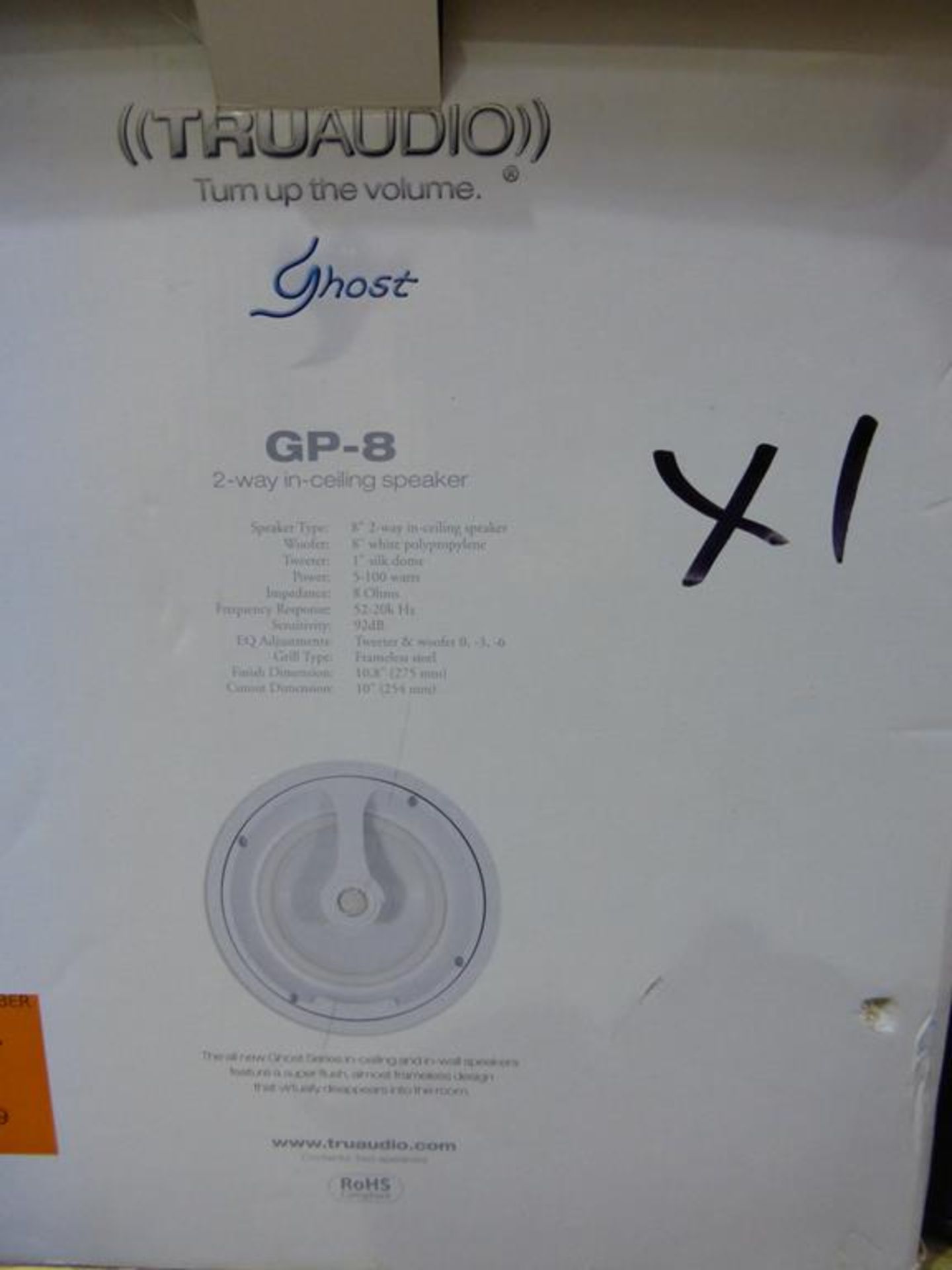 Denon Subwoofer and Single Truaudio Ghost GP-8 Speaker - Image 2 of 6