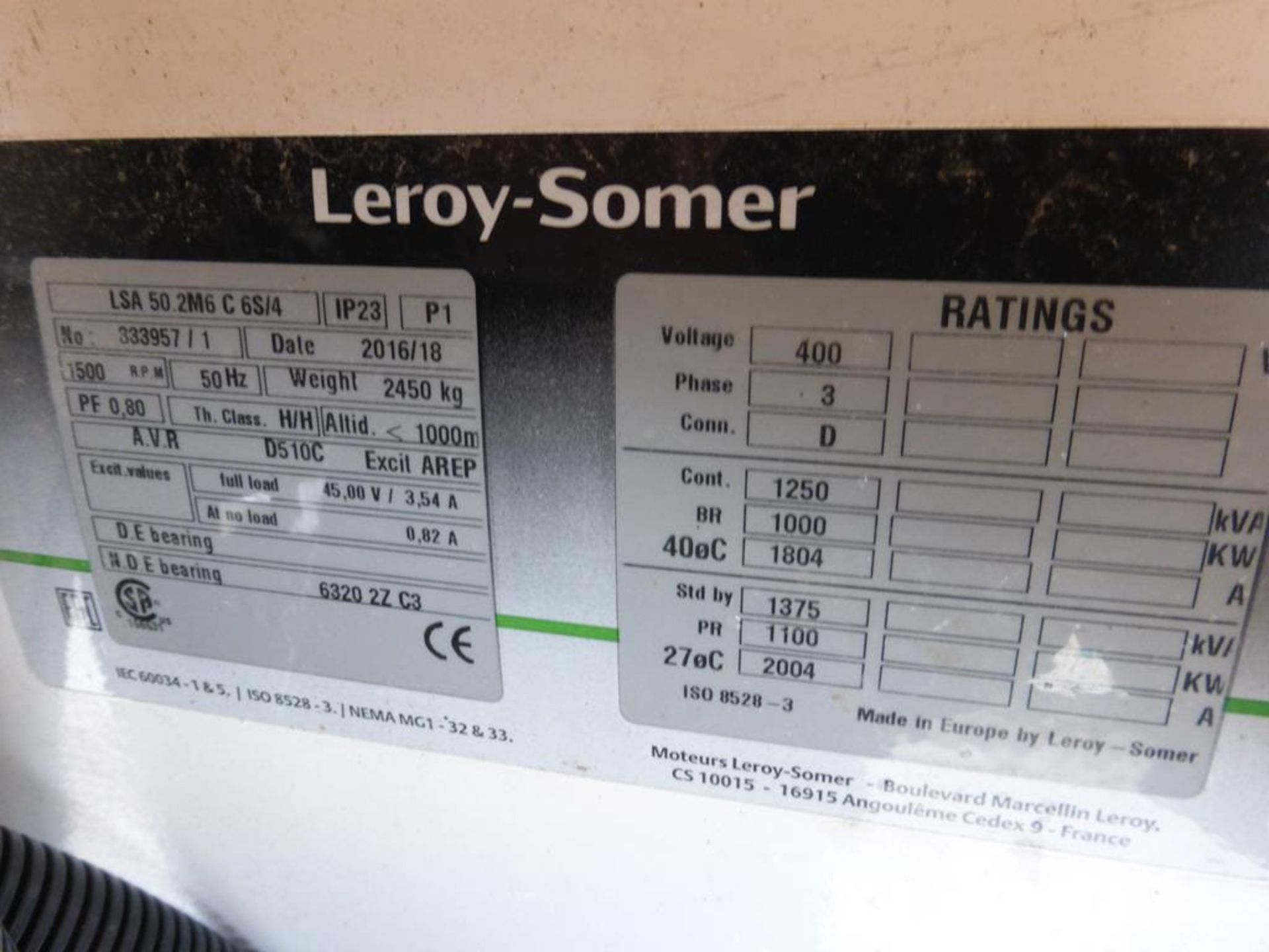MTU/Leroy-Somer 1375KVA Standby Generator - Image 3 of 7
