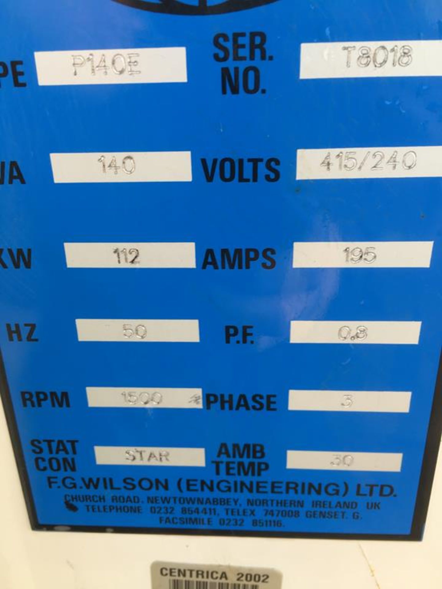 Perkins/Wilson 140KVA Standby Generator - Image 6 of 7