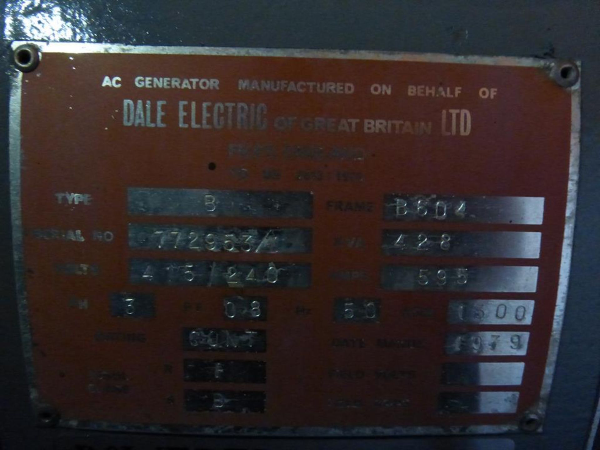 Dale Generators A 470KVA Standby (428KVA Continuous) Skid Mounted Diesel Generator with ...