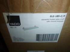 A Box of 10 x Vado Elements Frosted Glass Shelf wi