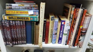 A Shelf of Books & DVDs, Landline Phone etc.