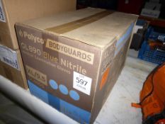 A Box of Polyco Bodyguards Blue Nitrile Medical Ex