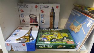 Three 3D Model Puzzles of Eiffel Tower, Big Ben an