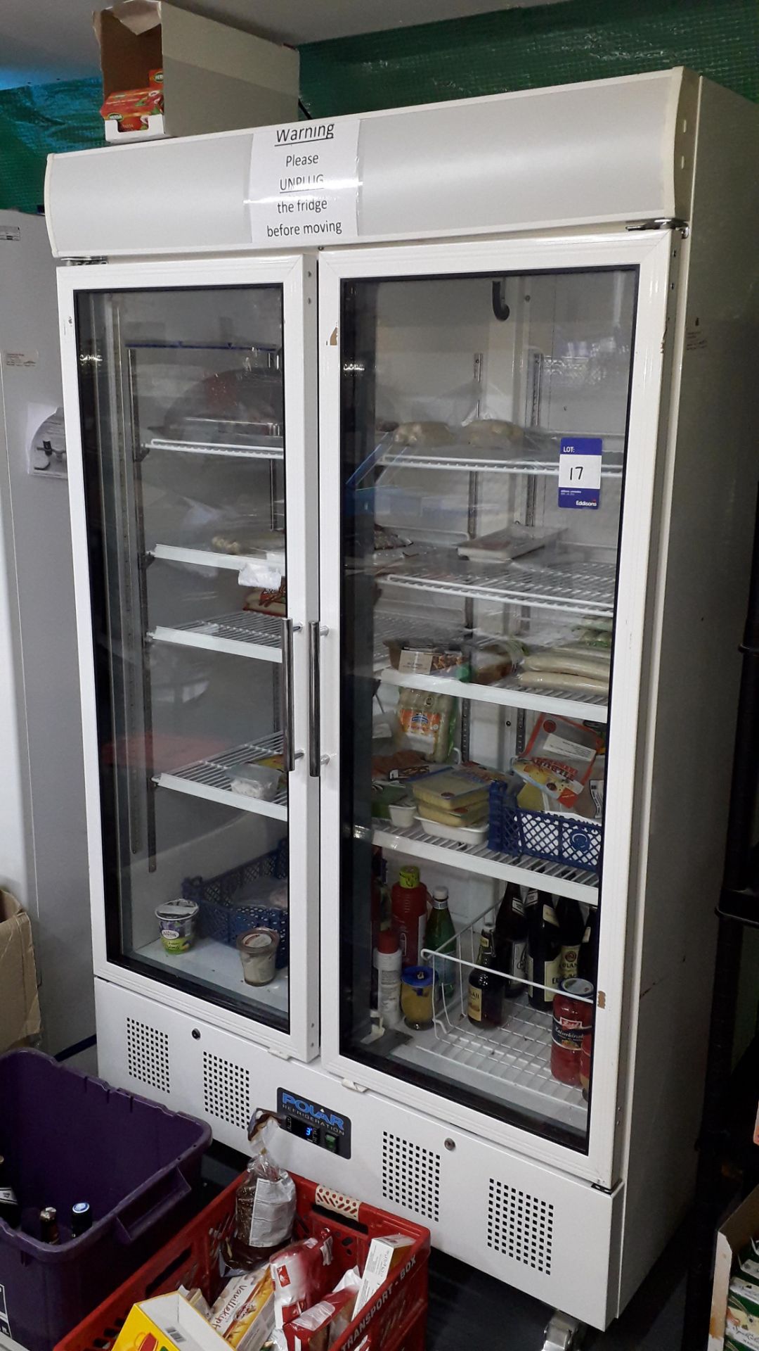 Polar CD984-02 944Ltr Upright Double Door Display Fridge, Serial Number CD984-02 6081498, 240v (