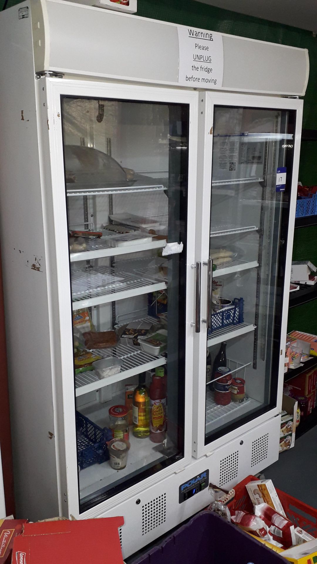 Polar CD984-02 944Ltr Upright Double Door Display Fridge, Serial Number CD984-02 6081498, 240v ( - Image 2 of 3