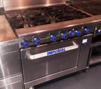 Imperial Stainless Steel 6 Burner Gas Fired Range Oven (To Be Disconnected By A Qualified Gas