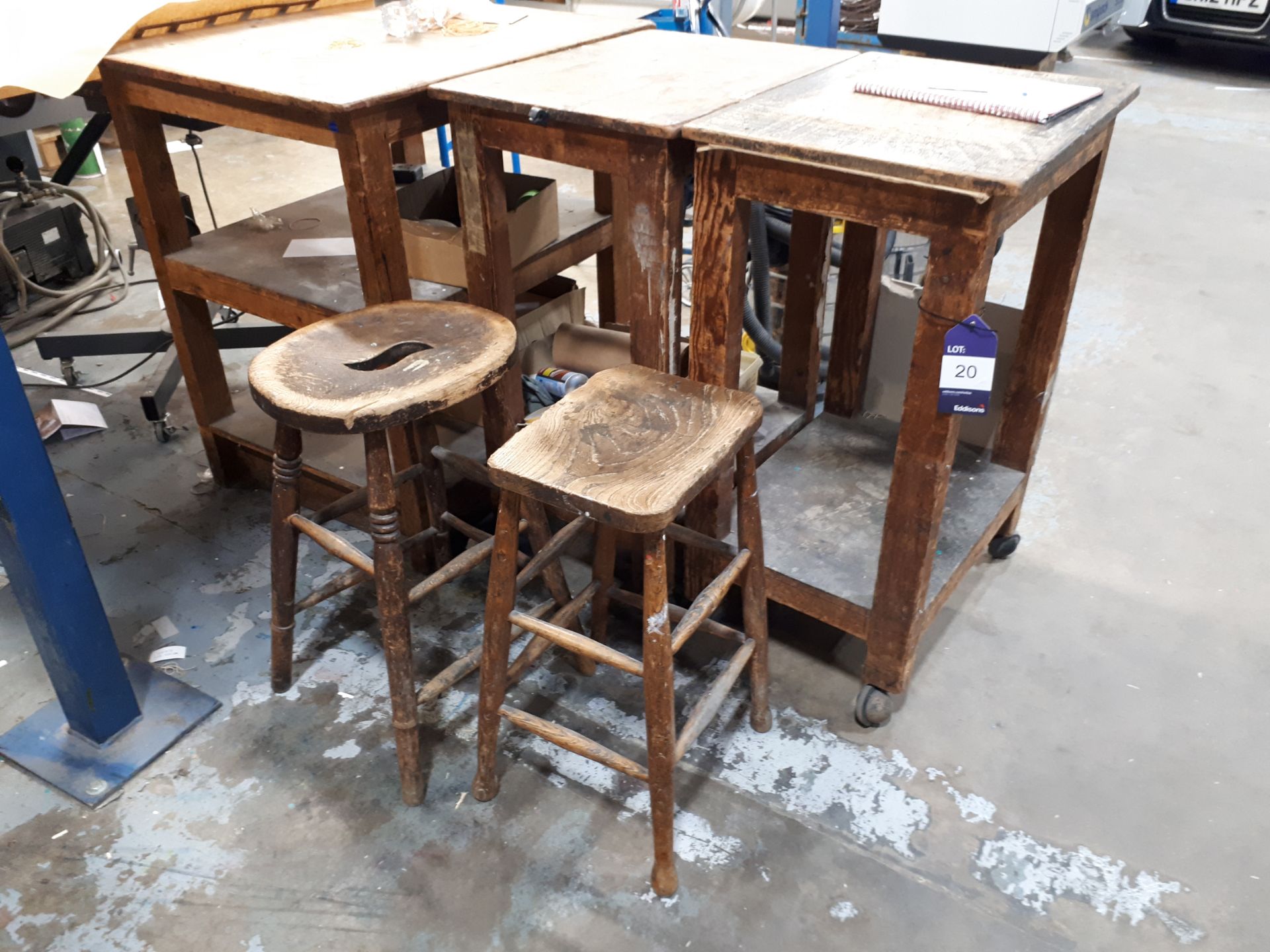 Three Timber Benches & Two Stools