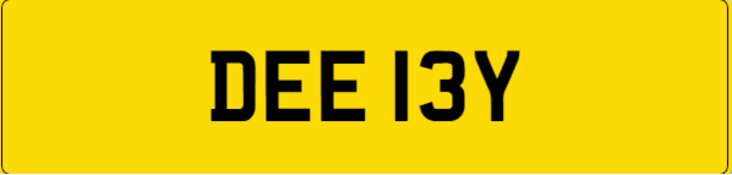 Cherished Registration Plate DEE 13Y. Purchaser responsible to pay the transfer fee of £80 (if app