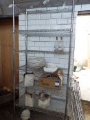 2 Various Wire Racks and Contents to include Plates, Teapots etc.