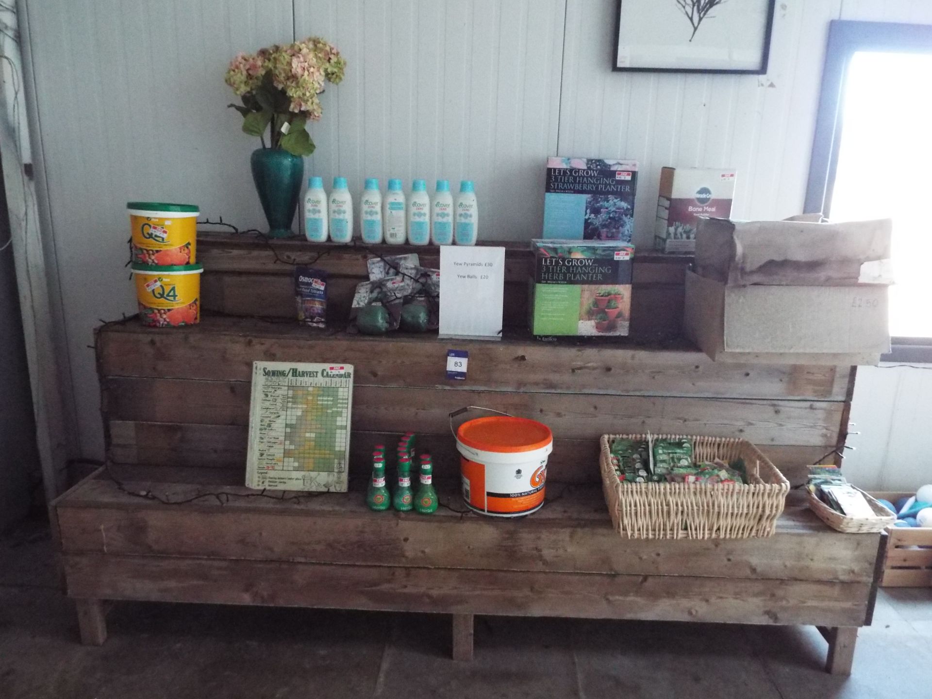 Contents of 3 Tier Wood Staging Display Unit to Include Fertilizers, Seeds and Planters etc. – - Image 4 of 4