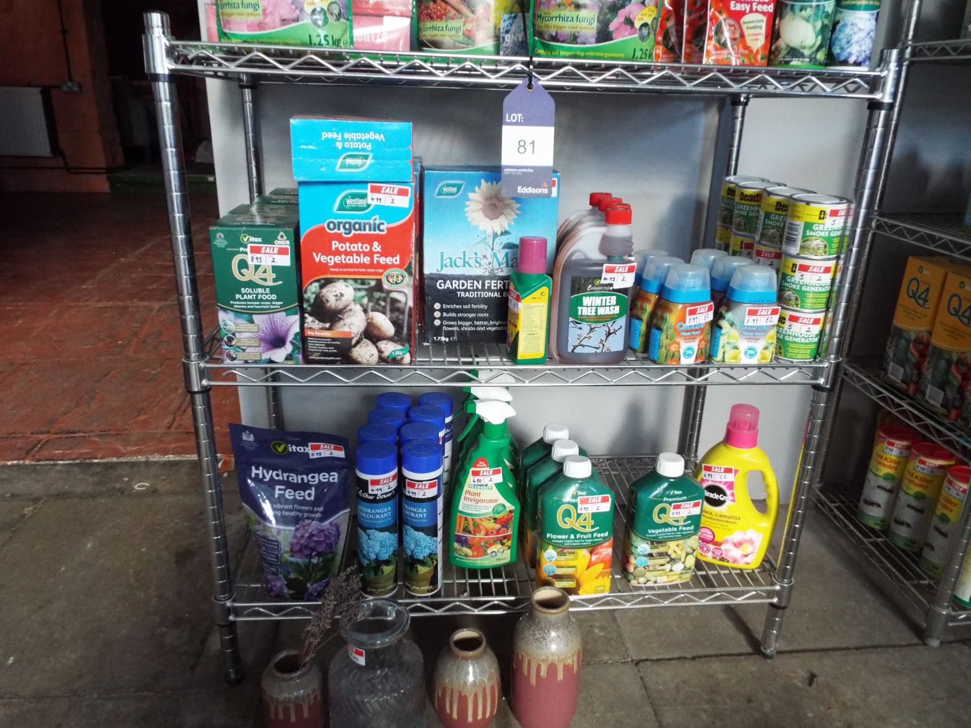 Quantity of Gardening Consumables to include Plant Feed, Fertilizers etc. – Shelf Included