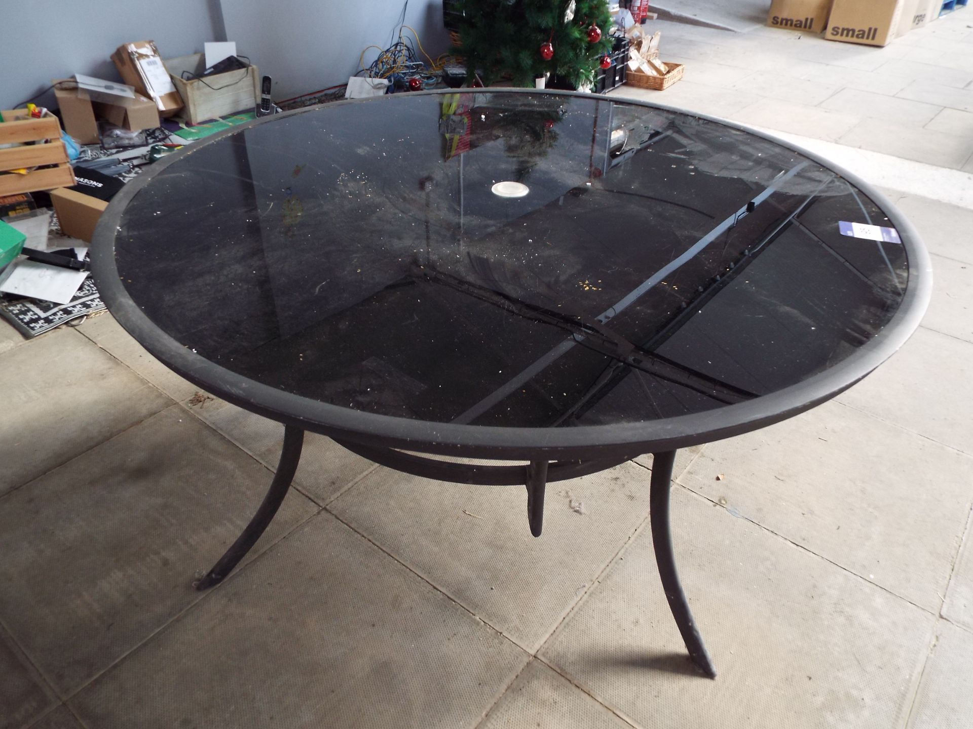 Circular Glass Topped Garden Table - Image 2 of 2