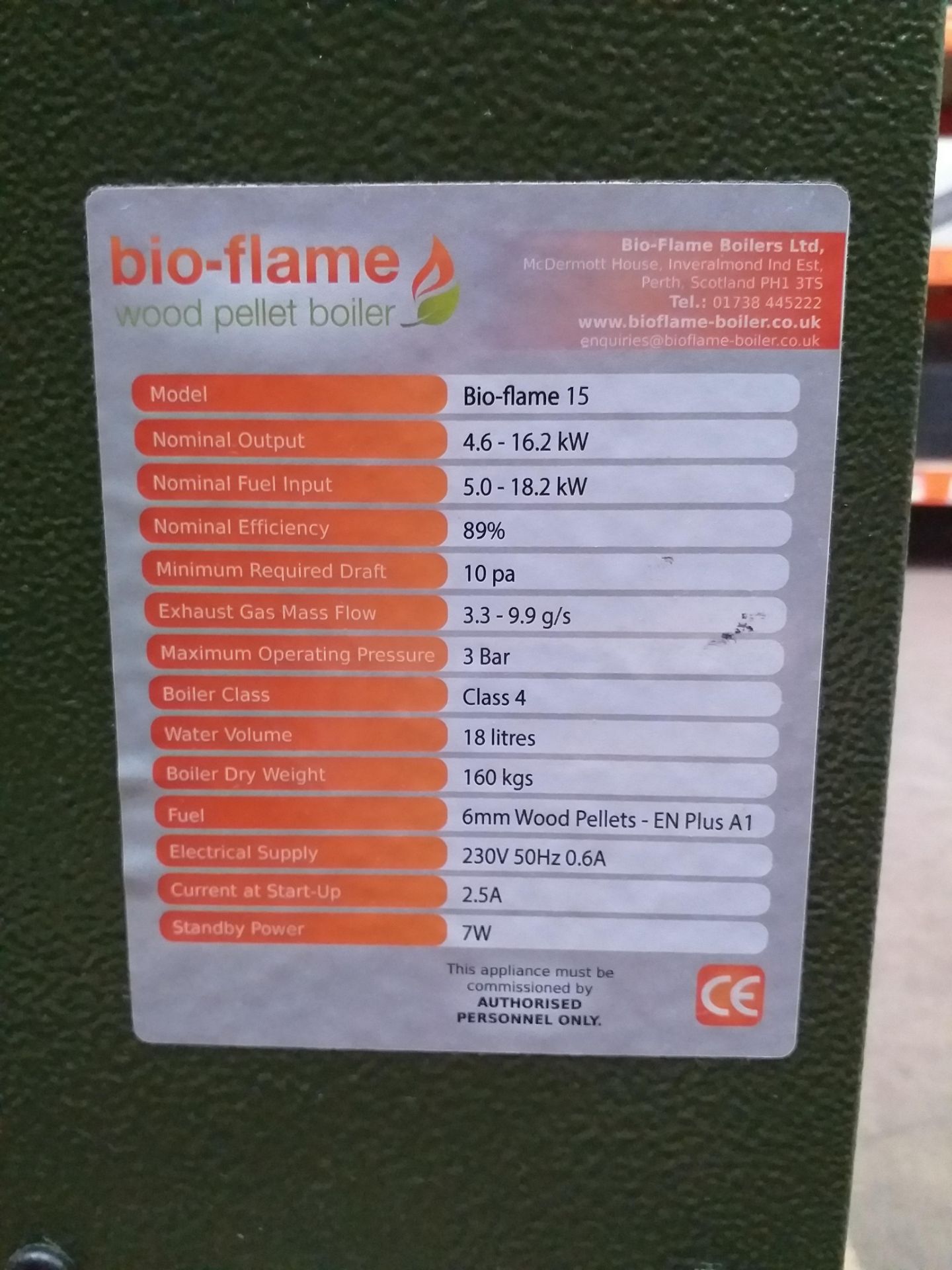 Used Bio-Flame 15 Wood Pellet Boiler supplied by Bio-Flame Boilers Ltd. Nominal Output: 4.6 - 16. - Image 11 of 11