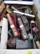 A box of Model Railway Carriages, Buildings etc.