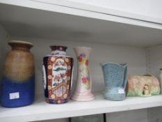 A Shelf of Vases including Sylvac, Hornsea, Radford etc.