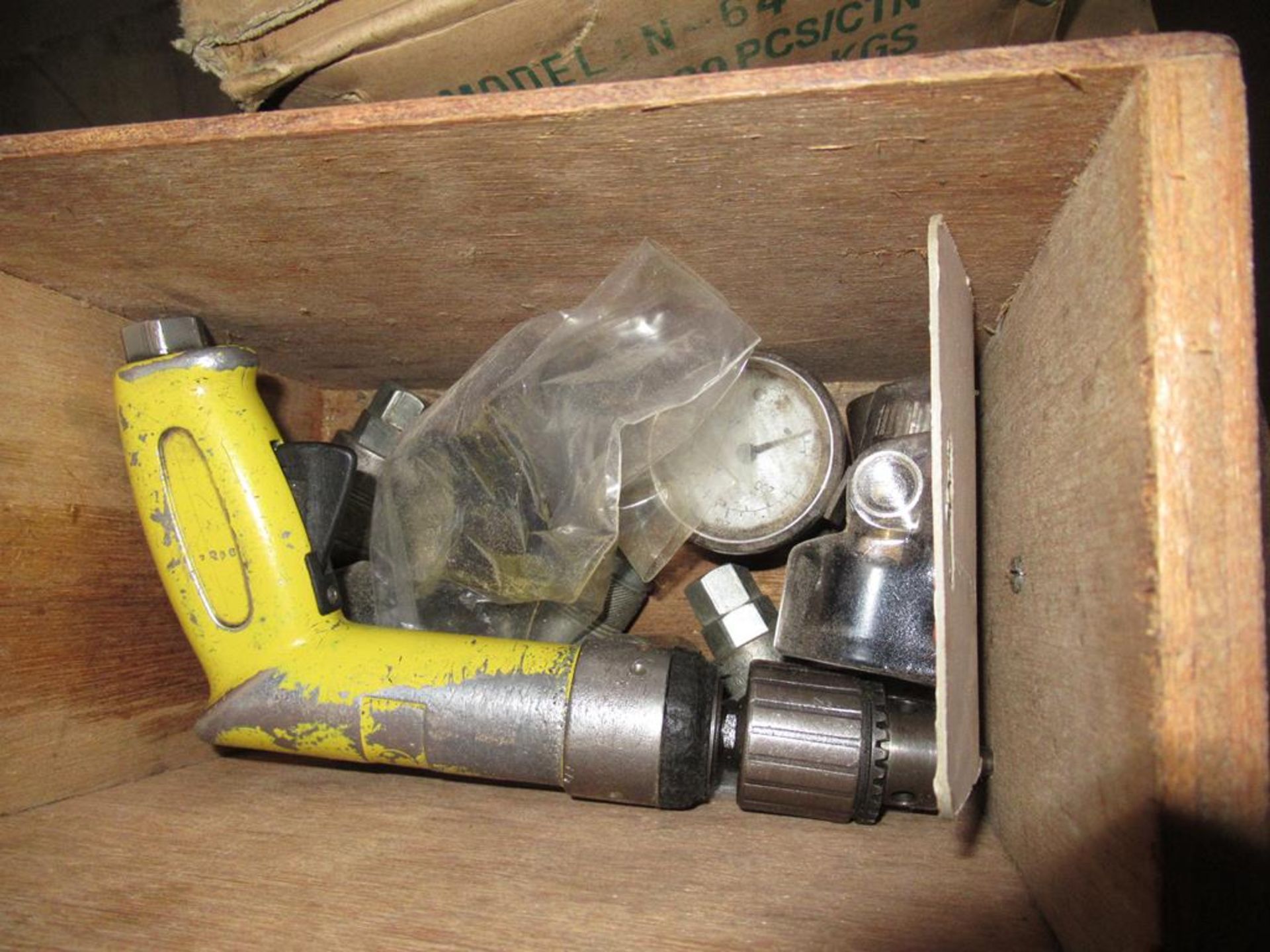 A Clarke Bandit Air Compressor with a box of assorted gauges and connectors - Image 2 of 2
