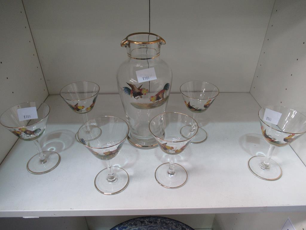 This is a Timed Online Auction on Bidspotter.co.uk, Click here to bid. A Glass Decanter with Six