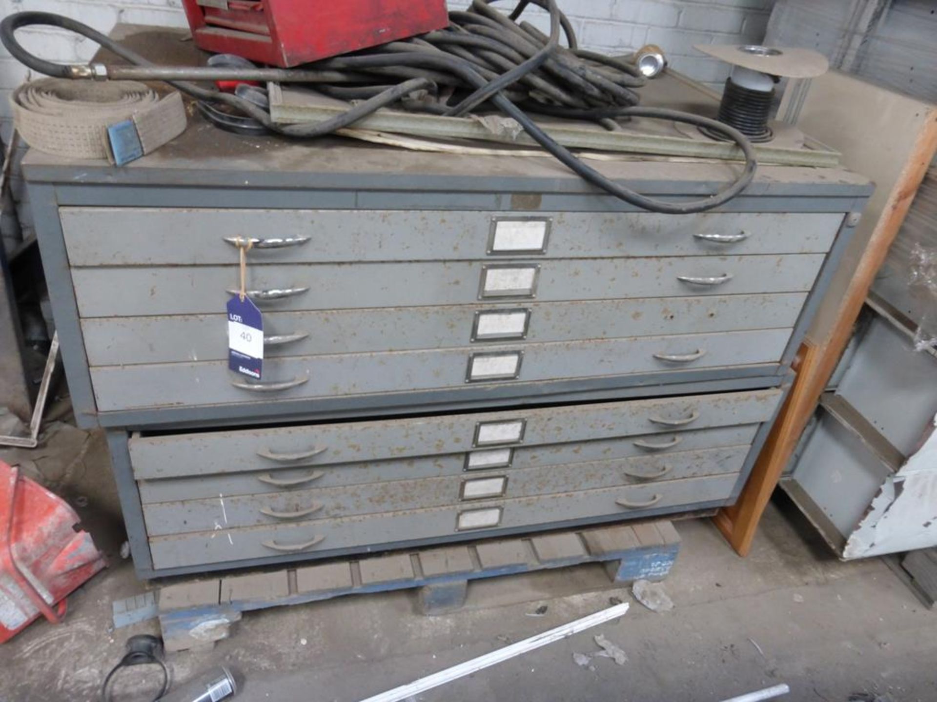 2 x Four Drawer Steel Plan Chests