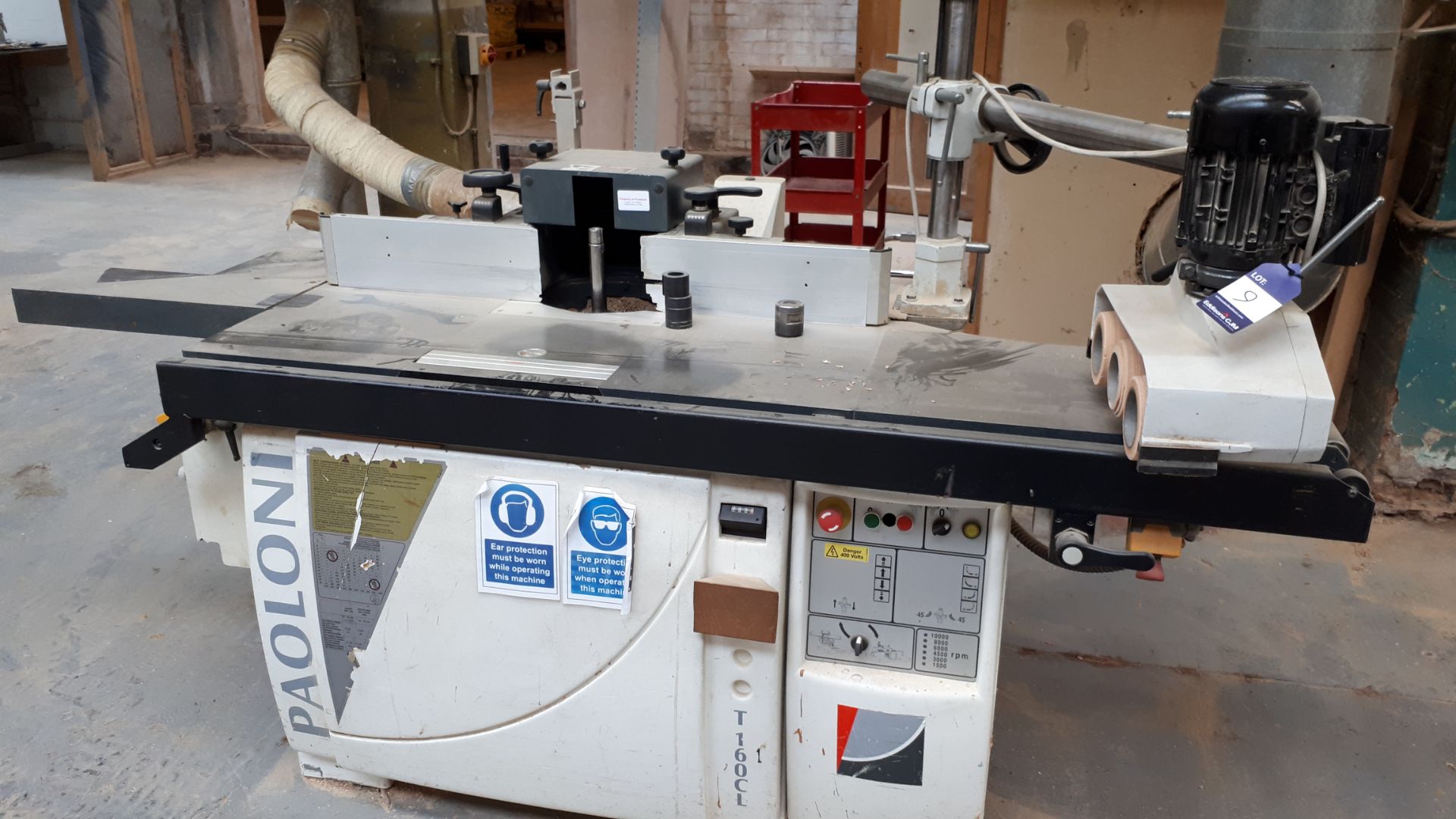 Paoloni T160CL spindle moulder, serial number 21410 (2008) with type 2038 power feed, serial