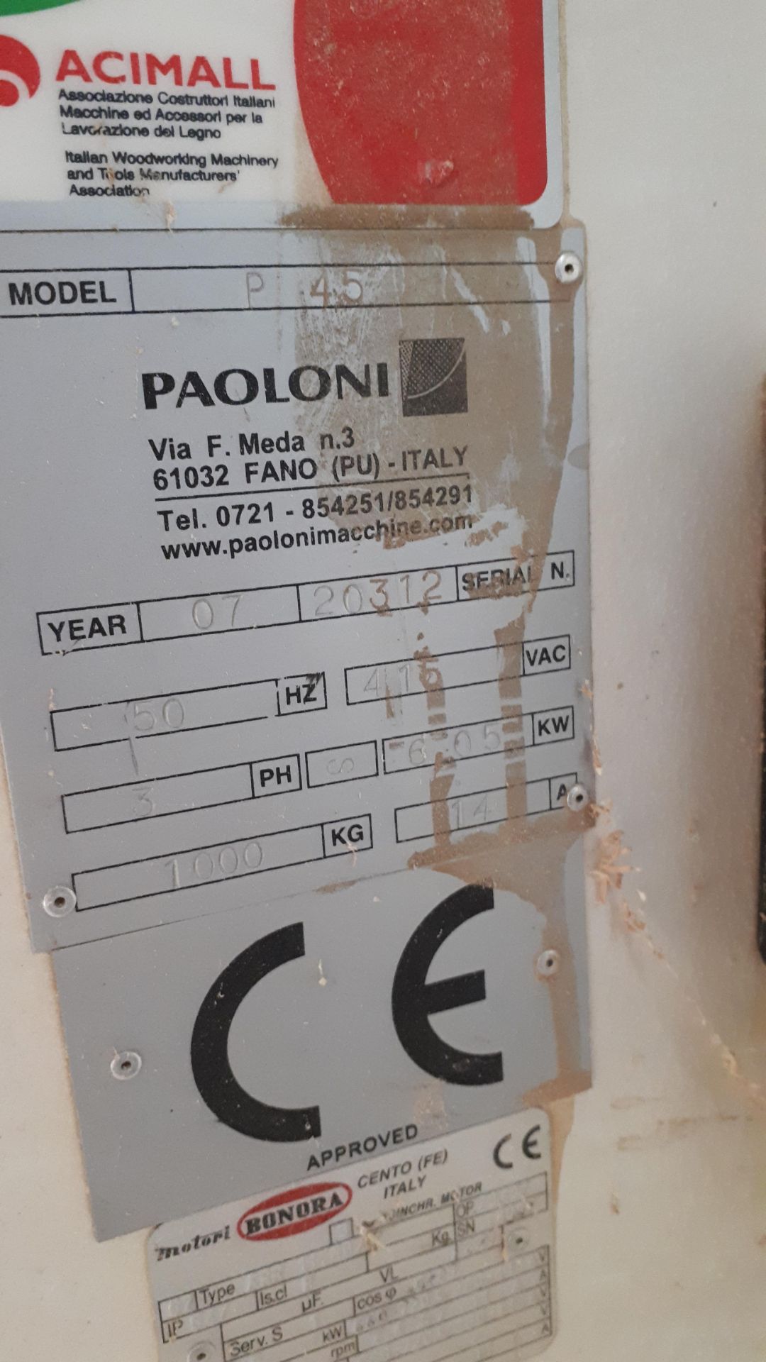 Paoloni P45 tilt arbor panel saw, serial number 20312 (2007) - Image 5 of 5