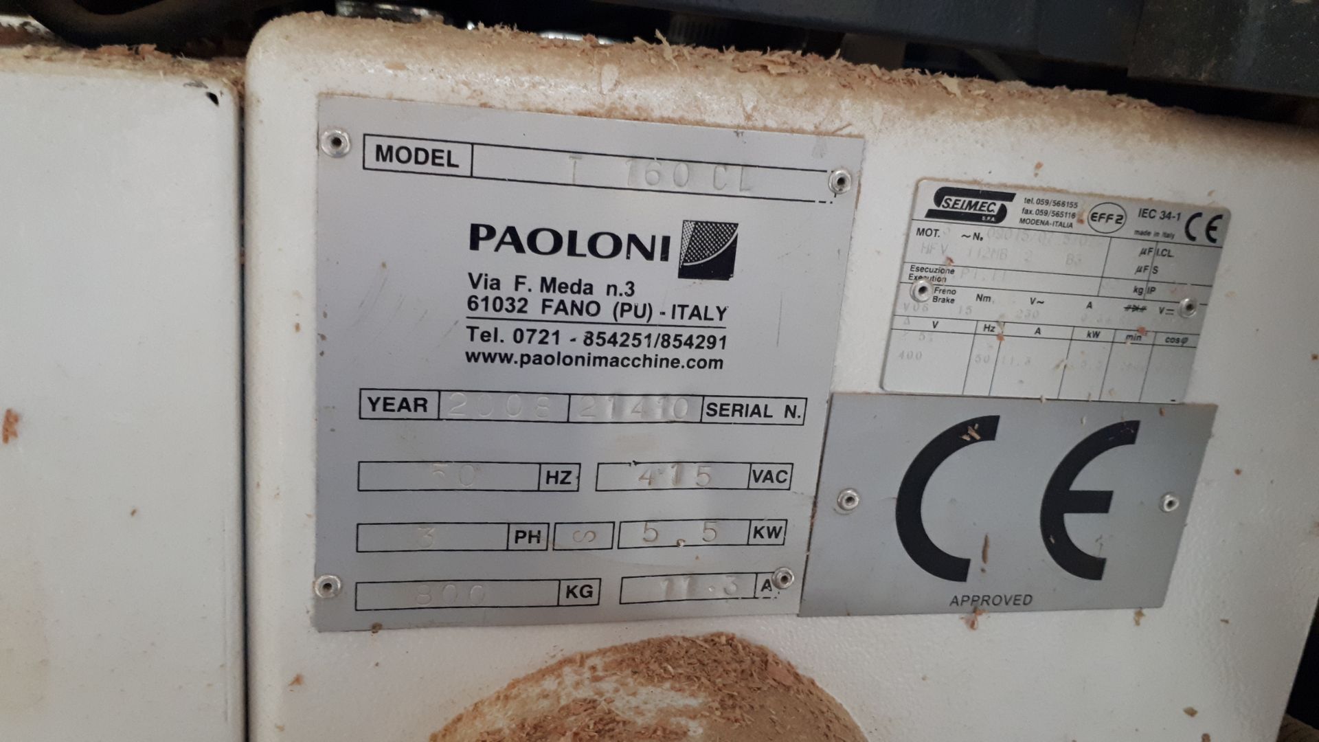 Paoloni T160CL spindle moulder, serial number 21410 (2008) with type 2038 power feed, serial - Image 5 of 5