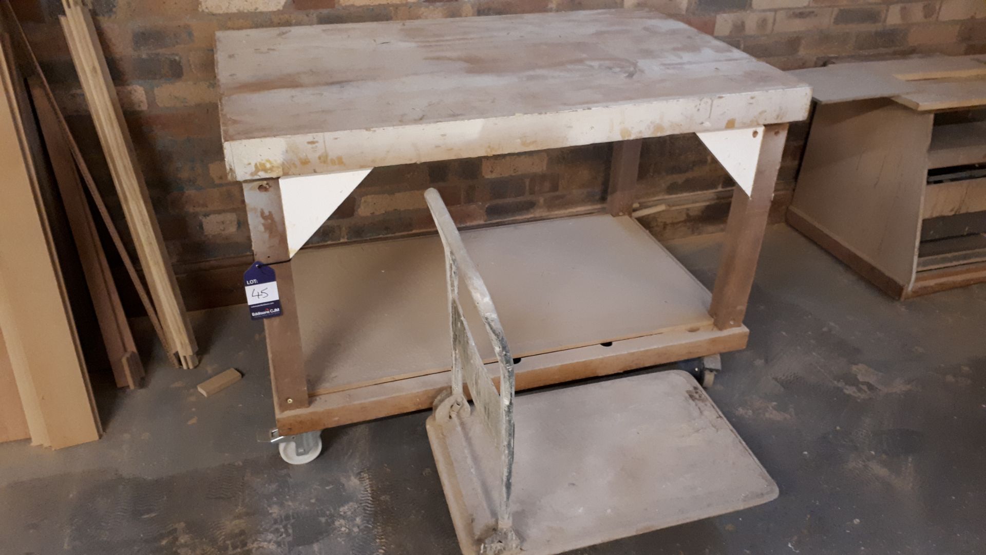 Mobile workbench, 130cm x 80cm, and platform trolley