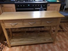 Oak 3 Drawer Console Table