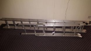 Twenty rung extendable ladder & a six rung stepladder