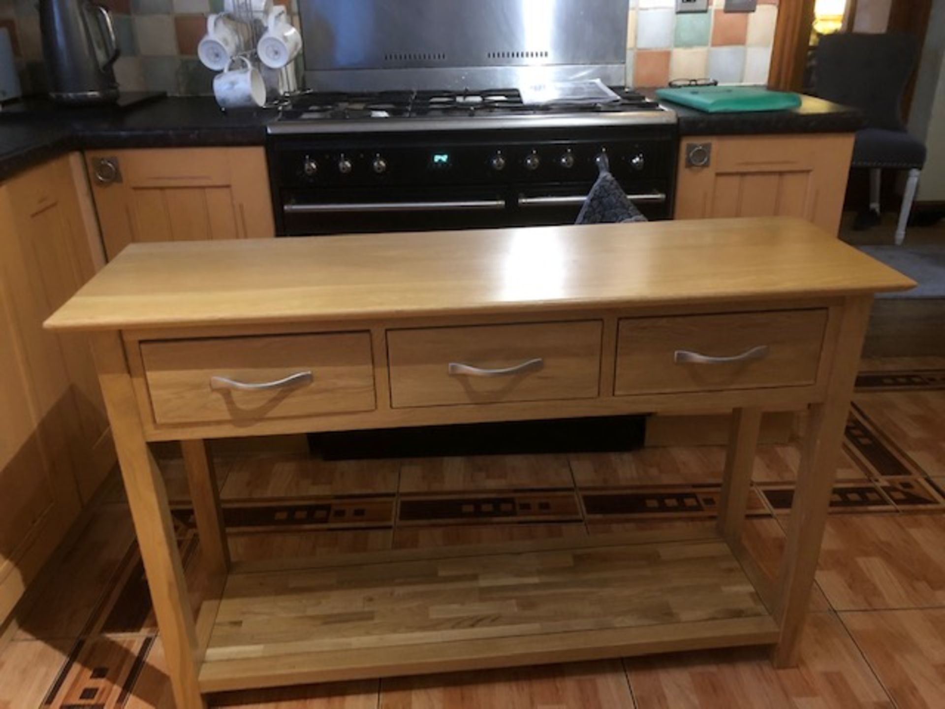 Oak 3 Drawer Console Table - Image 2 of 2