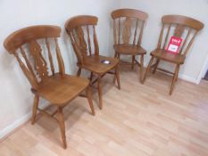 Four bench fiddleback chairs