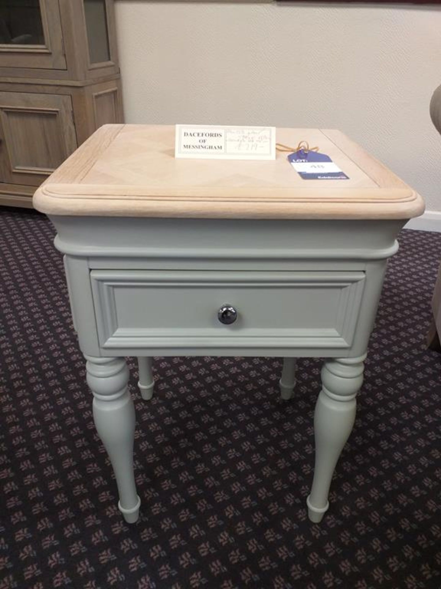 Lamp table with smoked oak top