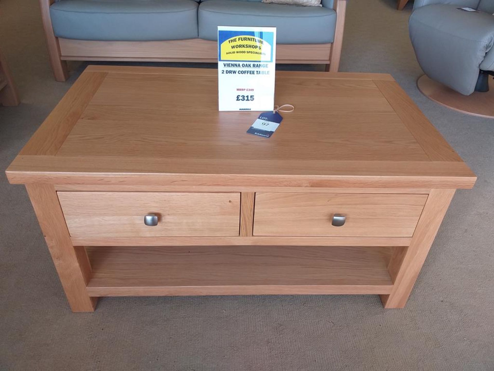 Vienna oak two drawer coffee table