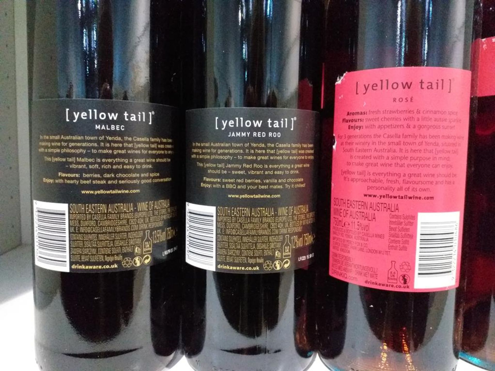 Sixteen bottles of Yellow Tail Wine: Eight bottles of 2012 Rose wine, four bottles of Jammy Red Roo - Image 3 of 3