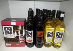 Fifteen bottles of Stowell's wine: a box of Shiraz red wine, ten bottles of Tempranillo red wine and