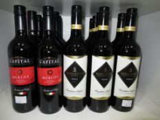 Ten bottles of Capital Estates Merlot red wine and eight bottles of Rosemount Estate Founder's Editi