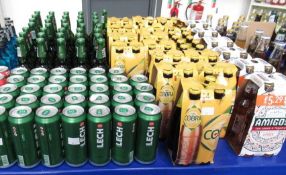 A Qty of bottled and canned drinks to include Cobra, Lech, Amigos