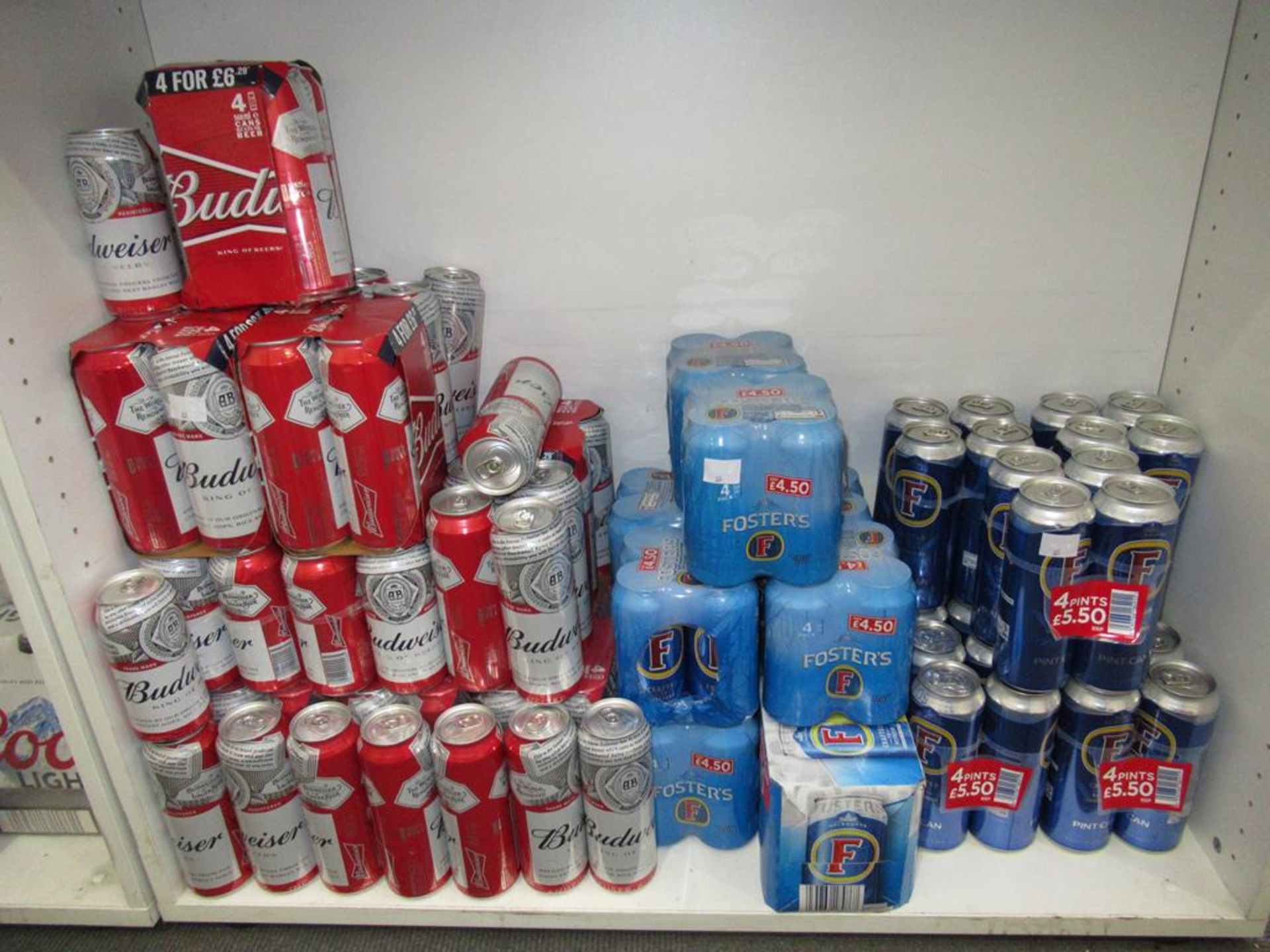 A Qty of Budweiser and Foster's Lager Cans