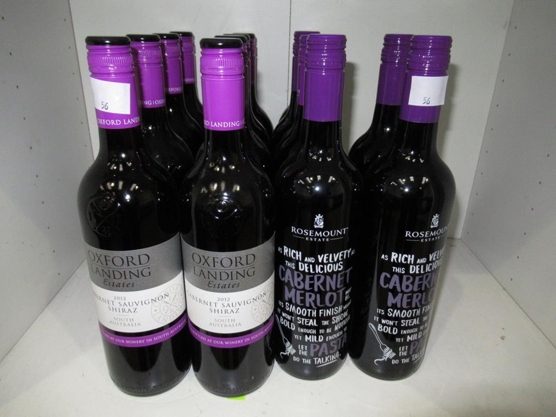 Eight bottles of Oxford Landing Estates Cabernet Sauvignon Shiraz 2012 red wine and six botttles of