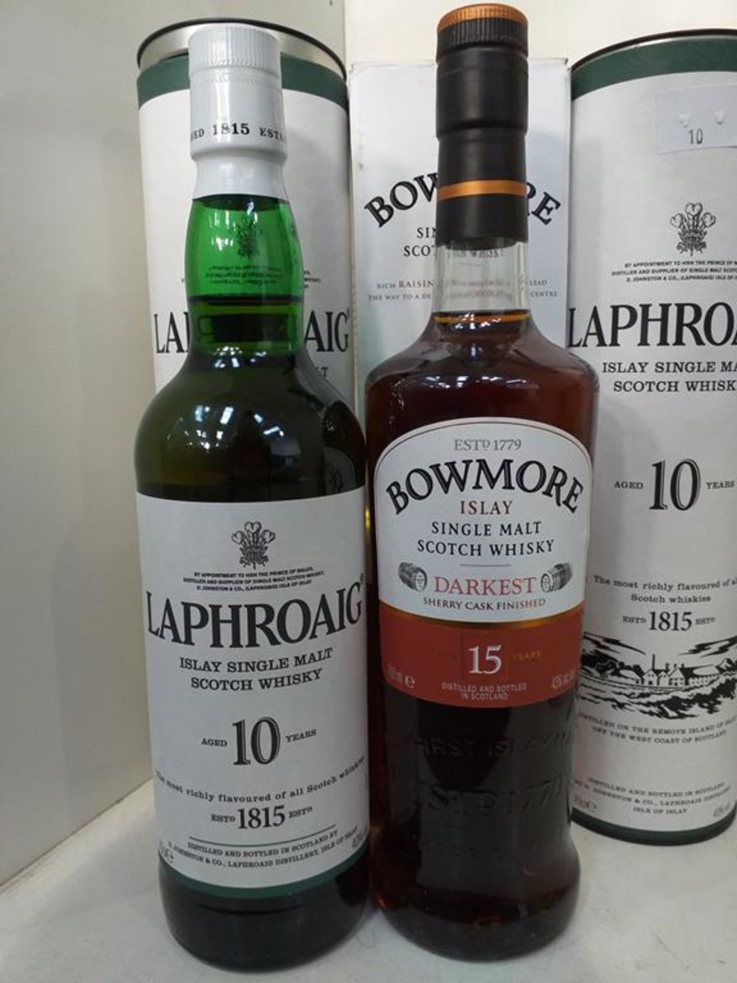 Two bottles of Laphroaig Islay Single Malt Scotch Whisky and a bottle of Bowmore Islay Single Malt - Image 2 of 4