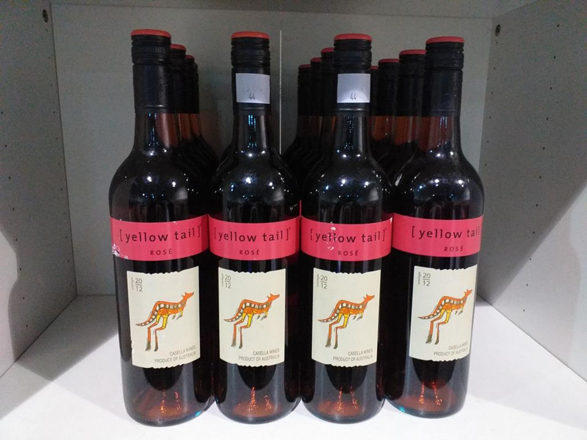 Sixteen bottles of Yellow Tail 2012 Rose wine