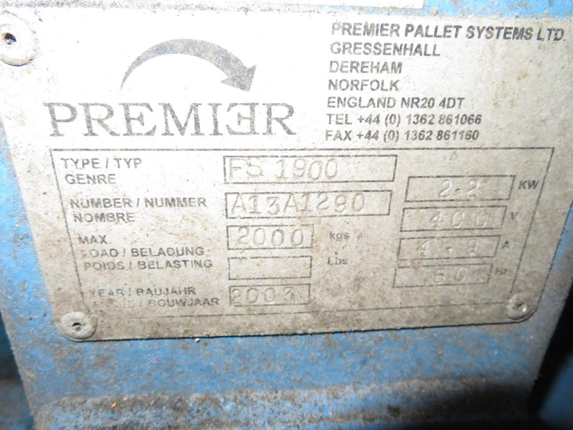 Premier FS1900 Pallet Inverter - Image 4 of 4