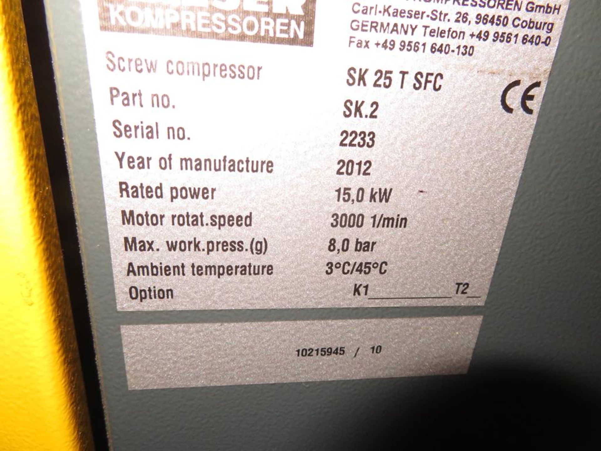 2012 HPC Kaeser Compressor & Receiving Tank - Image 2 of 2